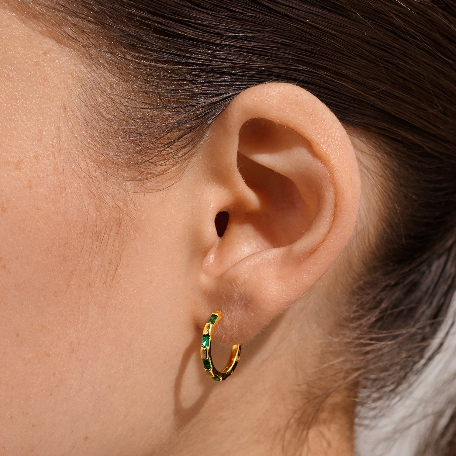 Joma Jewellery Loved By You Green Cubic Zirconia Hoop Earrings In Gold Plating