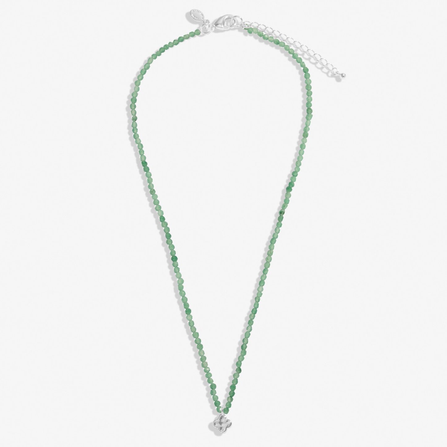 Joma Jewellery Mini Charms Aventurine Clover Silver Plated Necklace