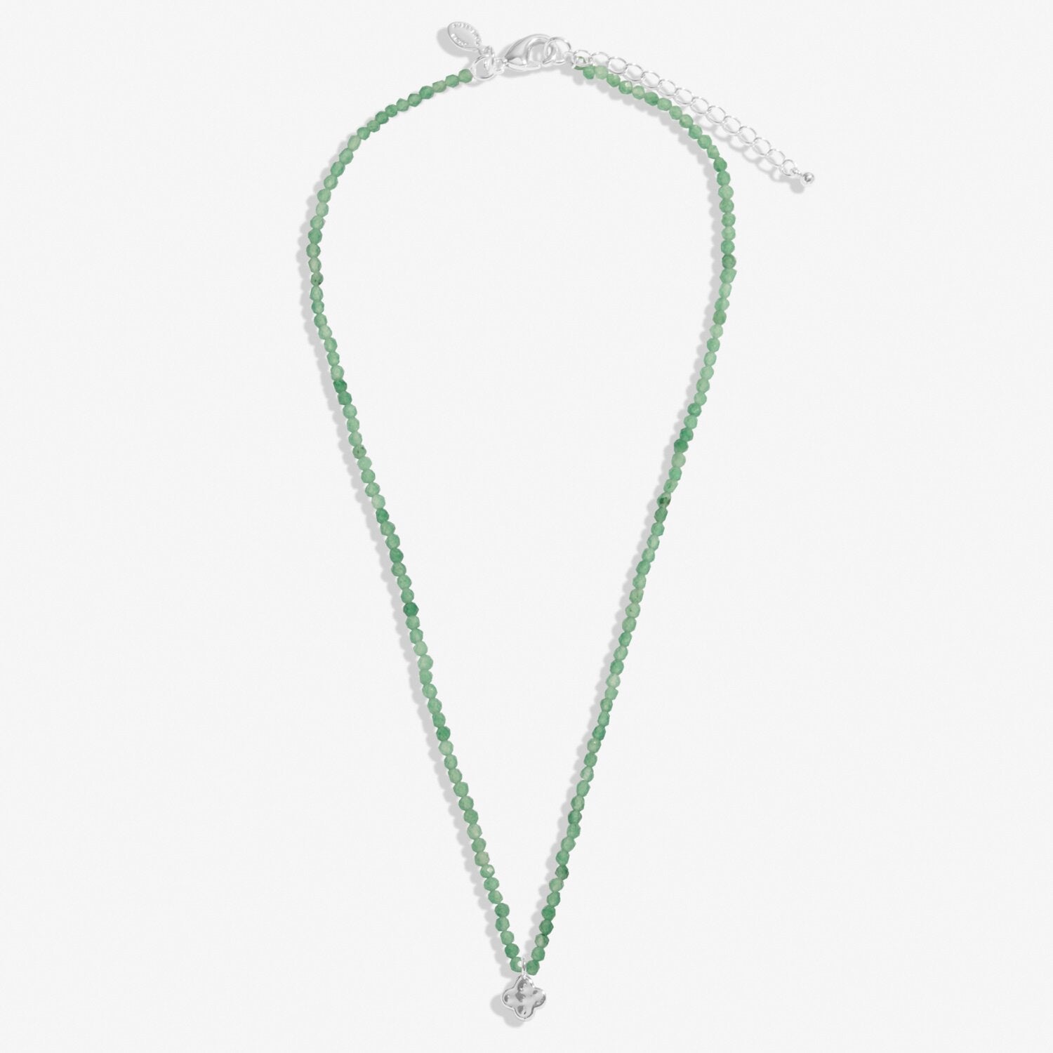 Joma Jewellery Mini Charms Aventurine Clover Silver Plated Necklace