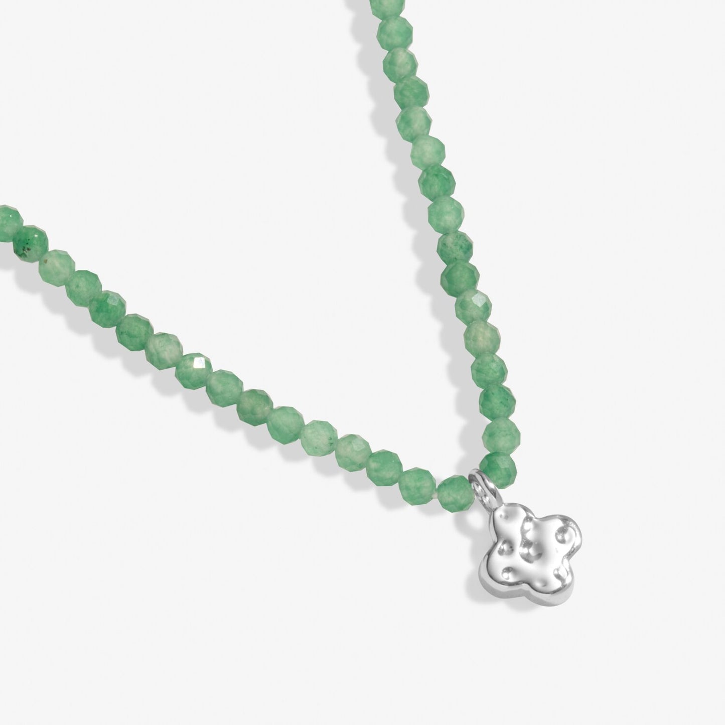 Joma Jewellery Mini Charms Aventurine Clover Silver Plated Necklace