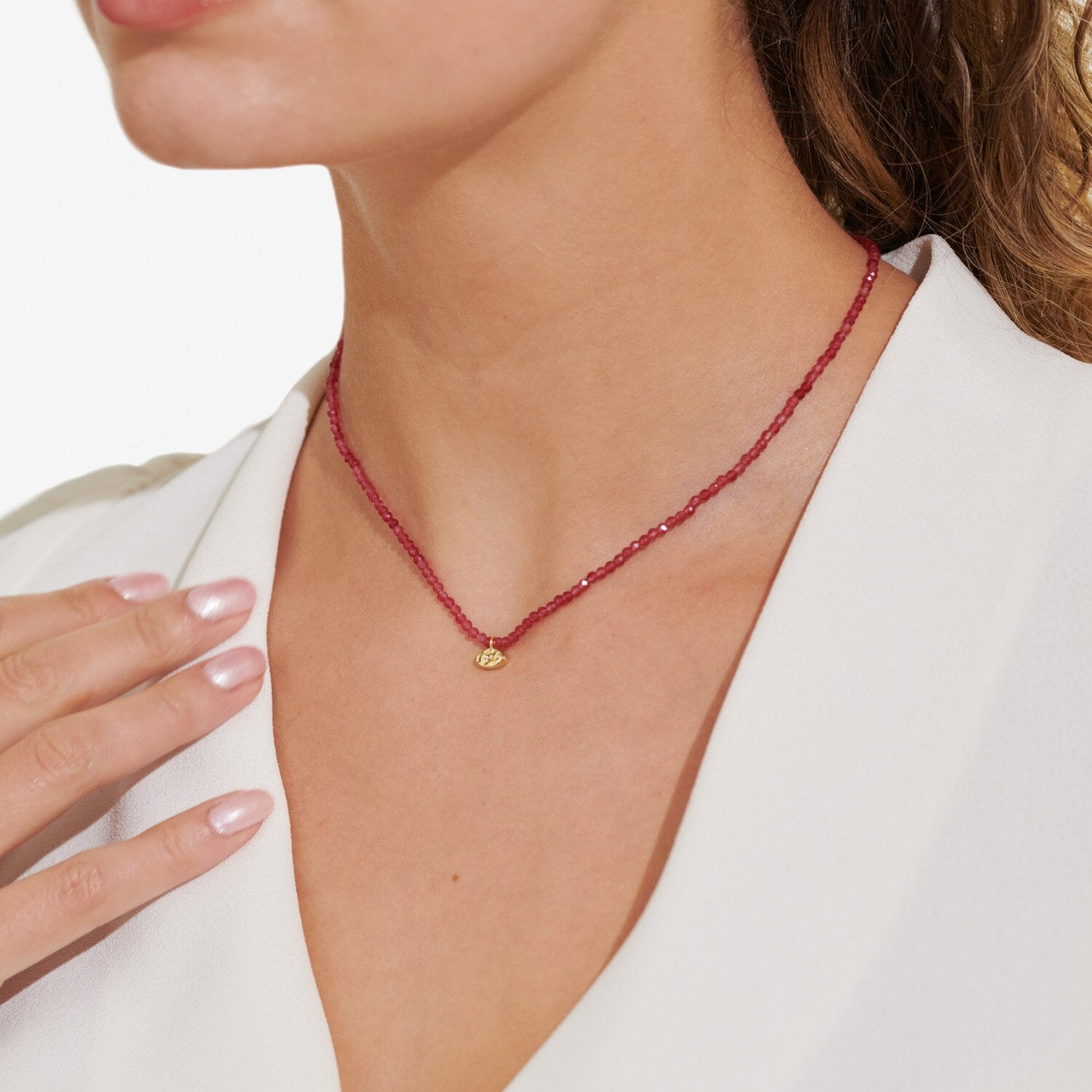 Joma Jewellery Mini Charms Garnet Eye Gold Plated Necklace