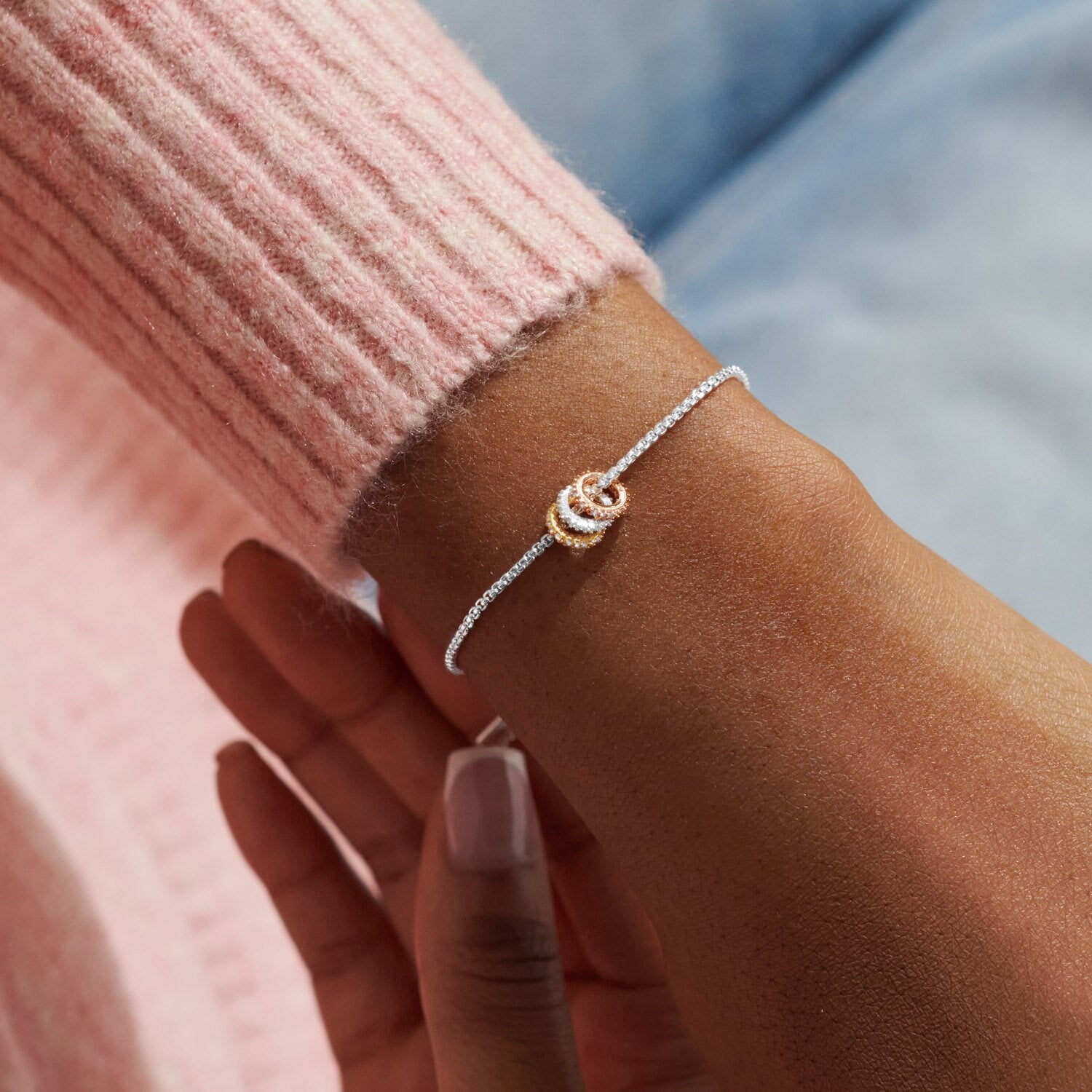 Joma Jewellery Mini Charms Three Tone Pave Bracelet