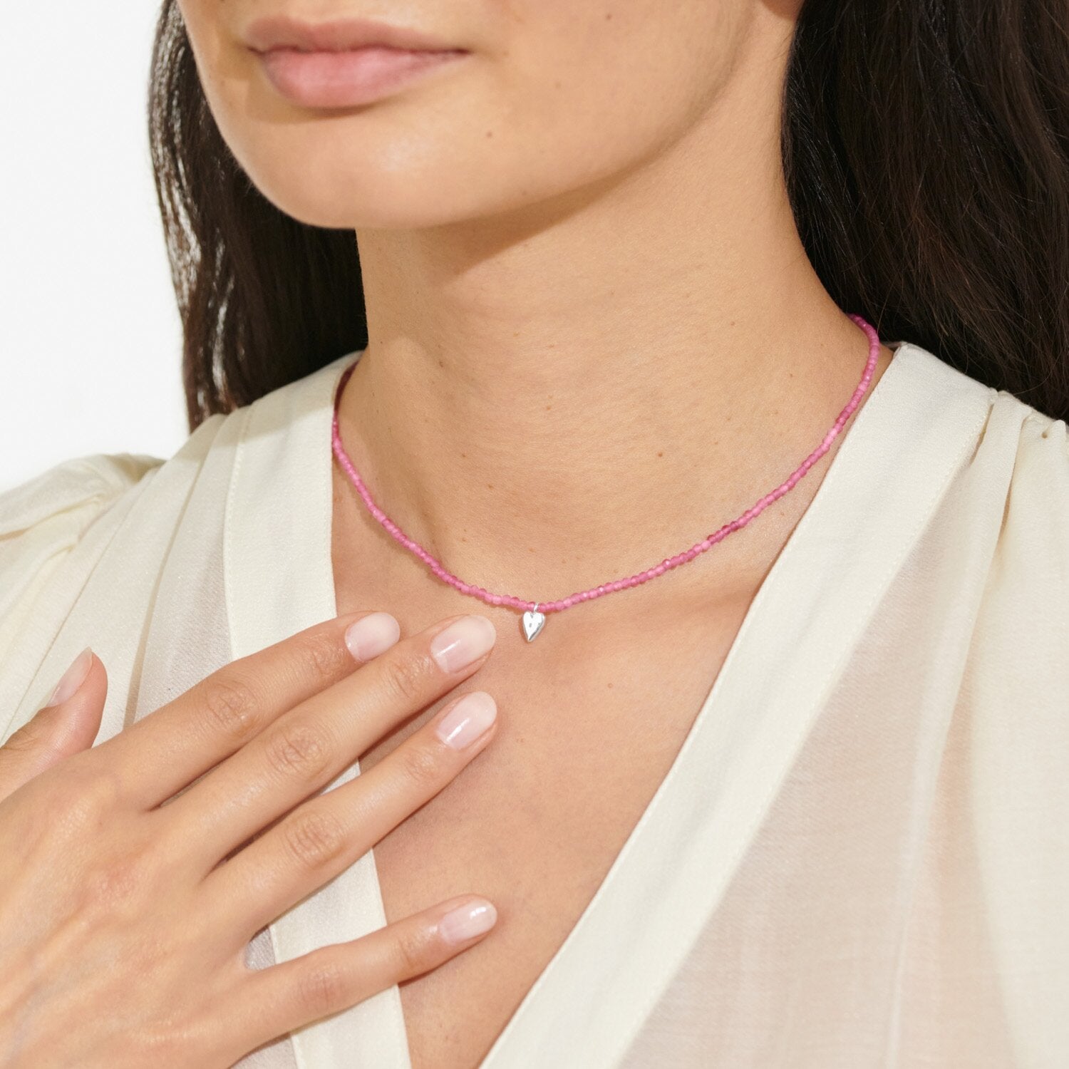 Joma Jewellery Mini Charms Tourmaline Heart Silver Plated Necklace