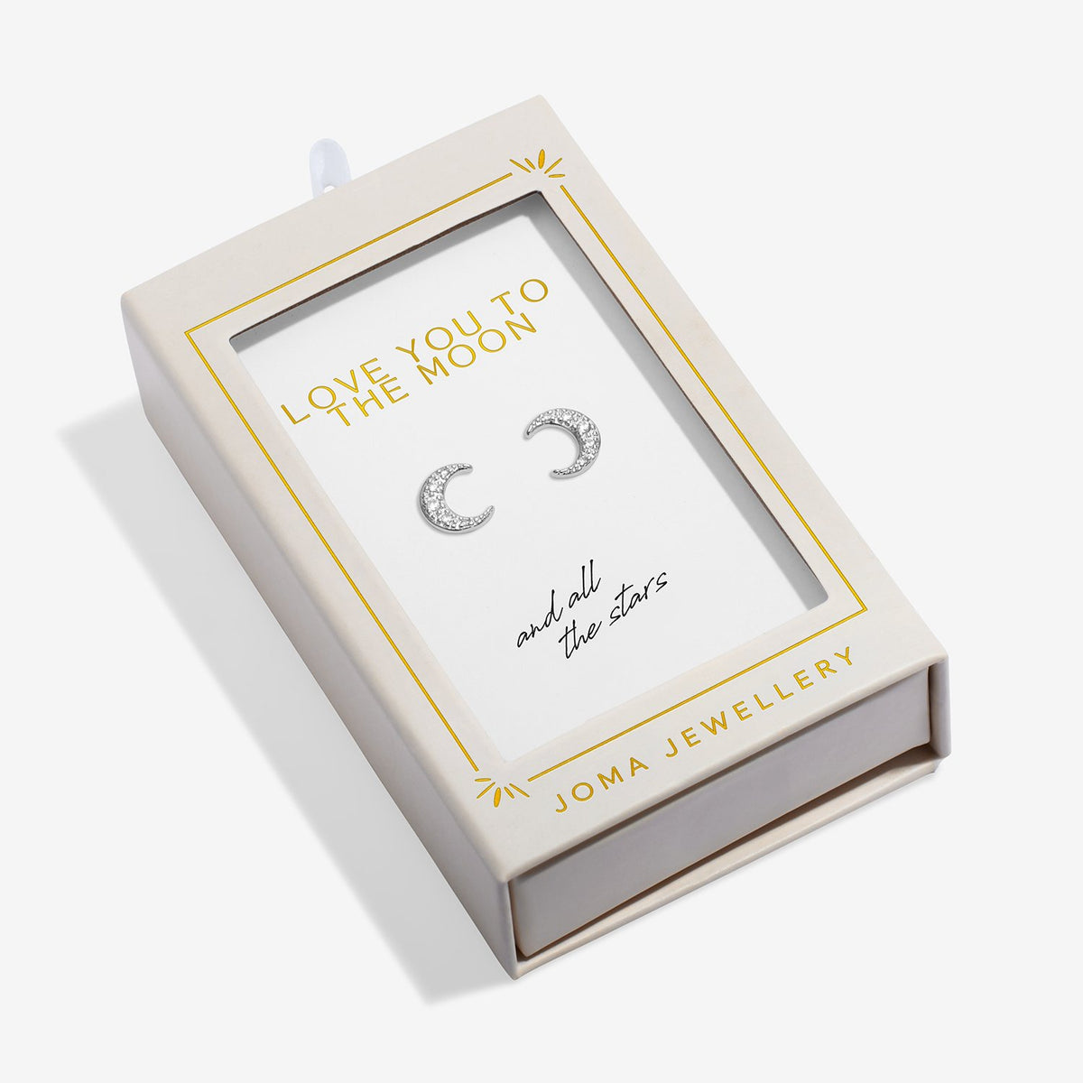 Joma Jewellery Moments To Shine Love You To The Moon Stud Earrings In Silver Plating