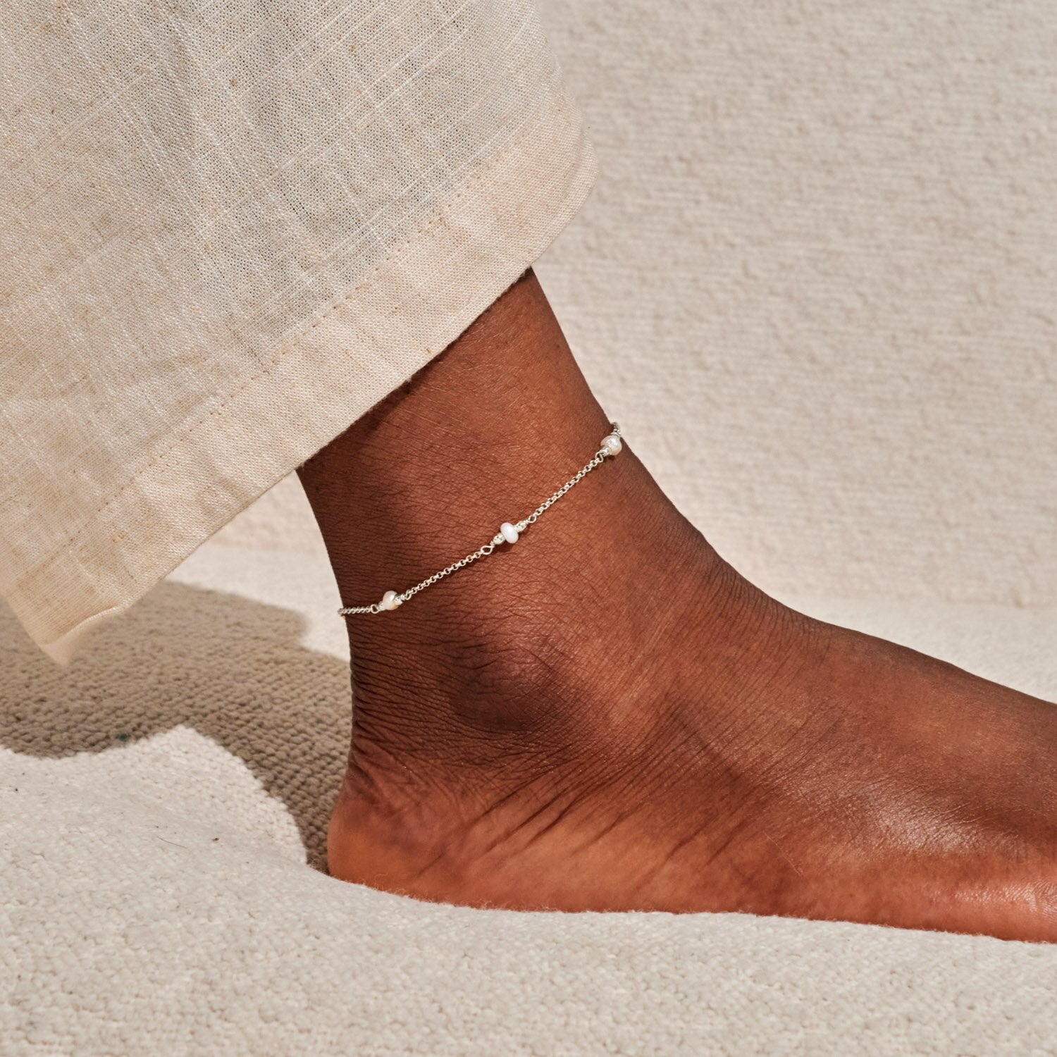 Joma Jewellery Pearl Silver Plated Anklet