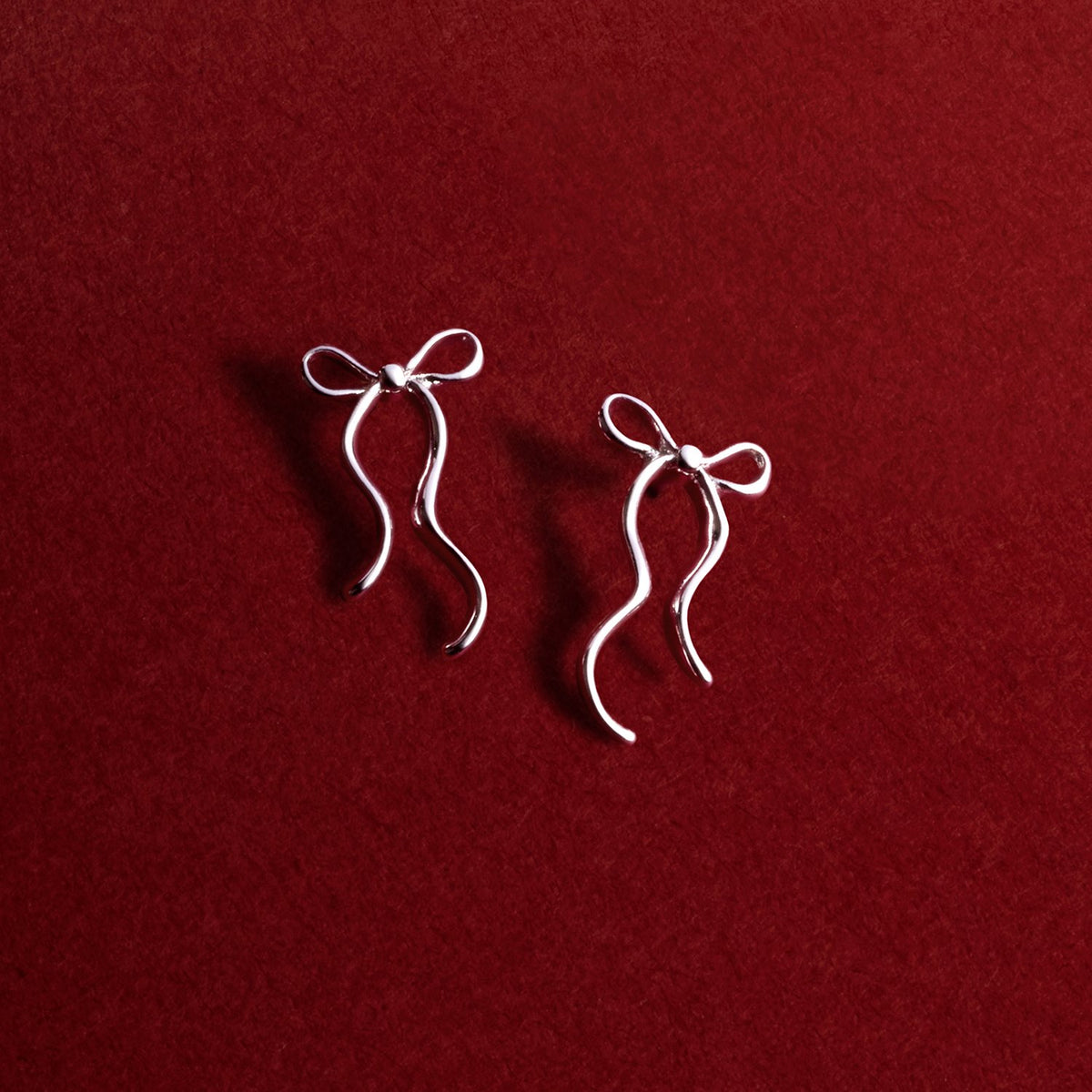 Joma Jewellery Sending Love And Wishes Bow Stud Earrings in Silver Plating