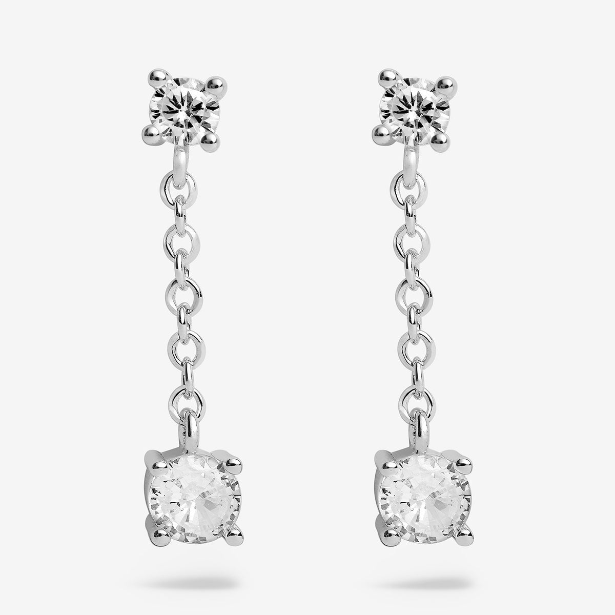 Joma Jewellery Sending Love And Wishes Cubic Zirconia Drop Stud Earrings in Silver Plating