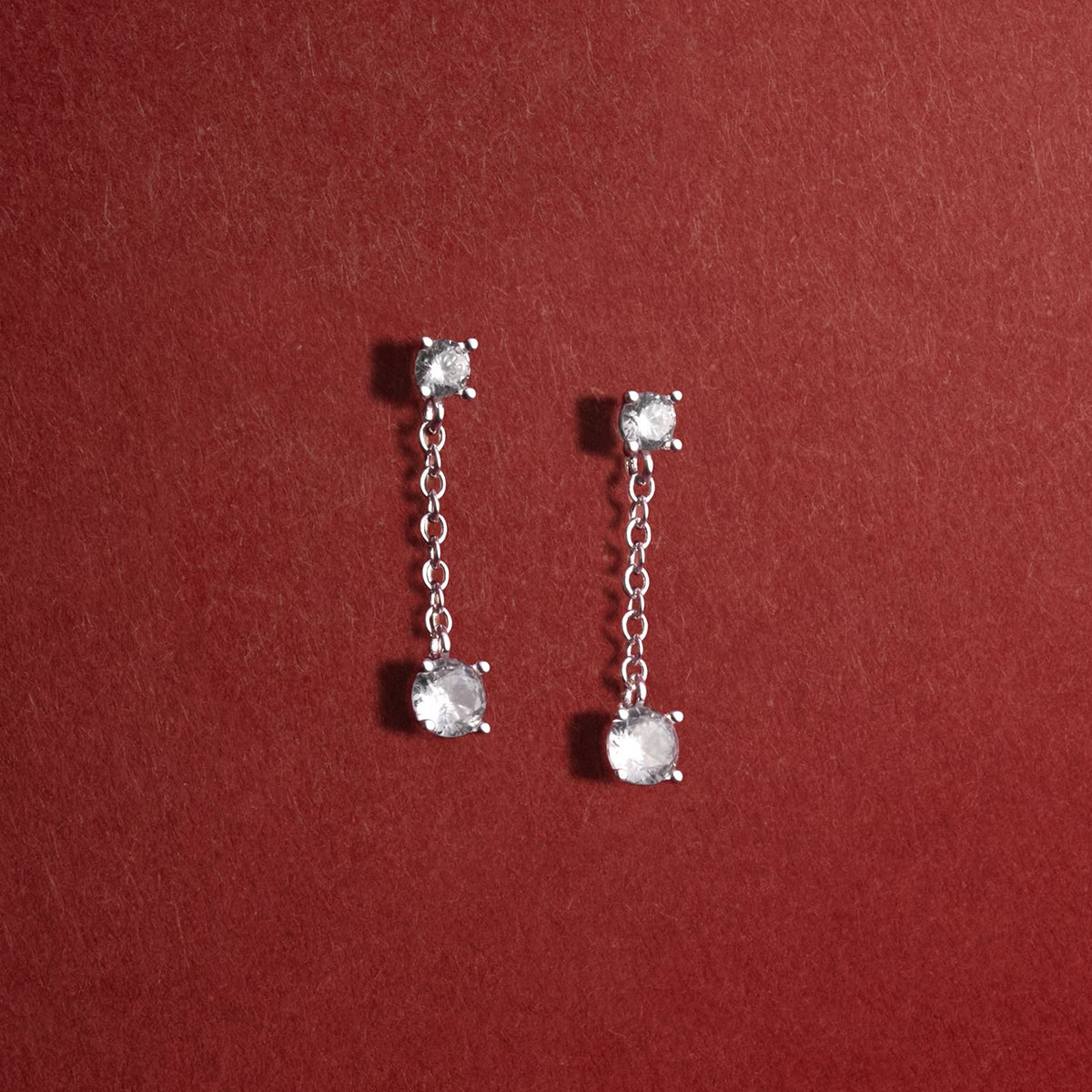 Joma Jewellery Sending Love And Wishes Cubic Zirconia Drop Stud Earrings in Silver Plating
