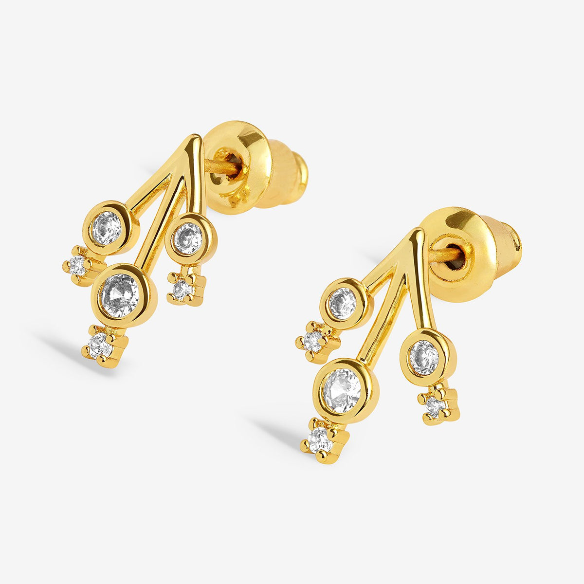 Joma Jewellery Sending Love And Wishes Cubic Zirconia Stud Earrings in Gold Plating
