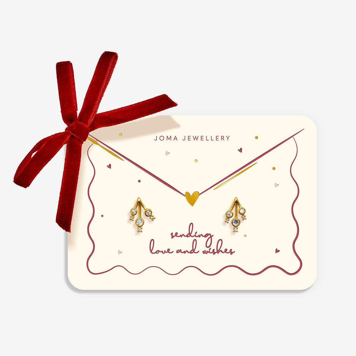 Joma Jewellery Sending Love And Wishes Cubic Zirconia Stud Earrings in Gold Plating