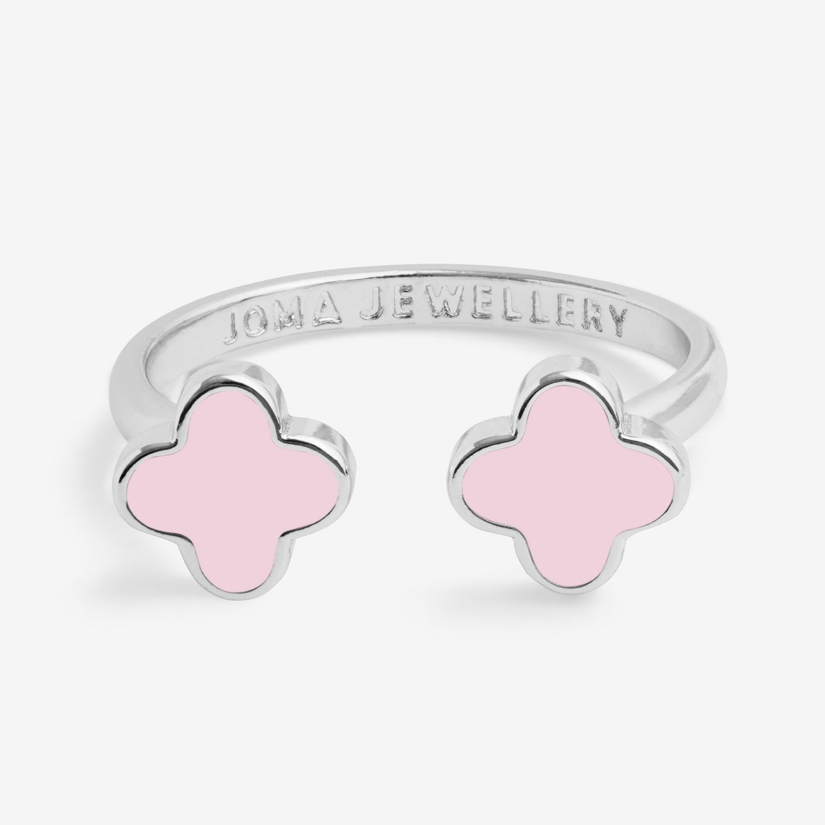 Joma Jewellery Signature Clover Collection Pink Clover Ring In Silver Plating