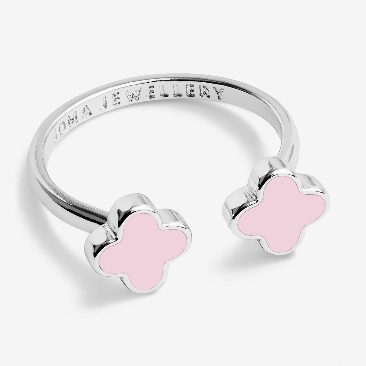 Joma Jewellery Signature Clover Collection Pink Clover Ring In Silver Plating