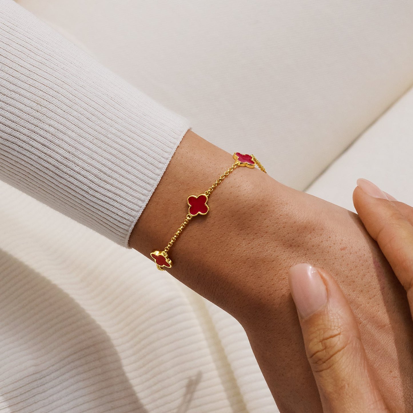 Joma Jewellery Signature Clover Collection Red Clover Bracelet