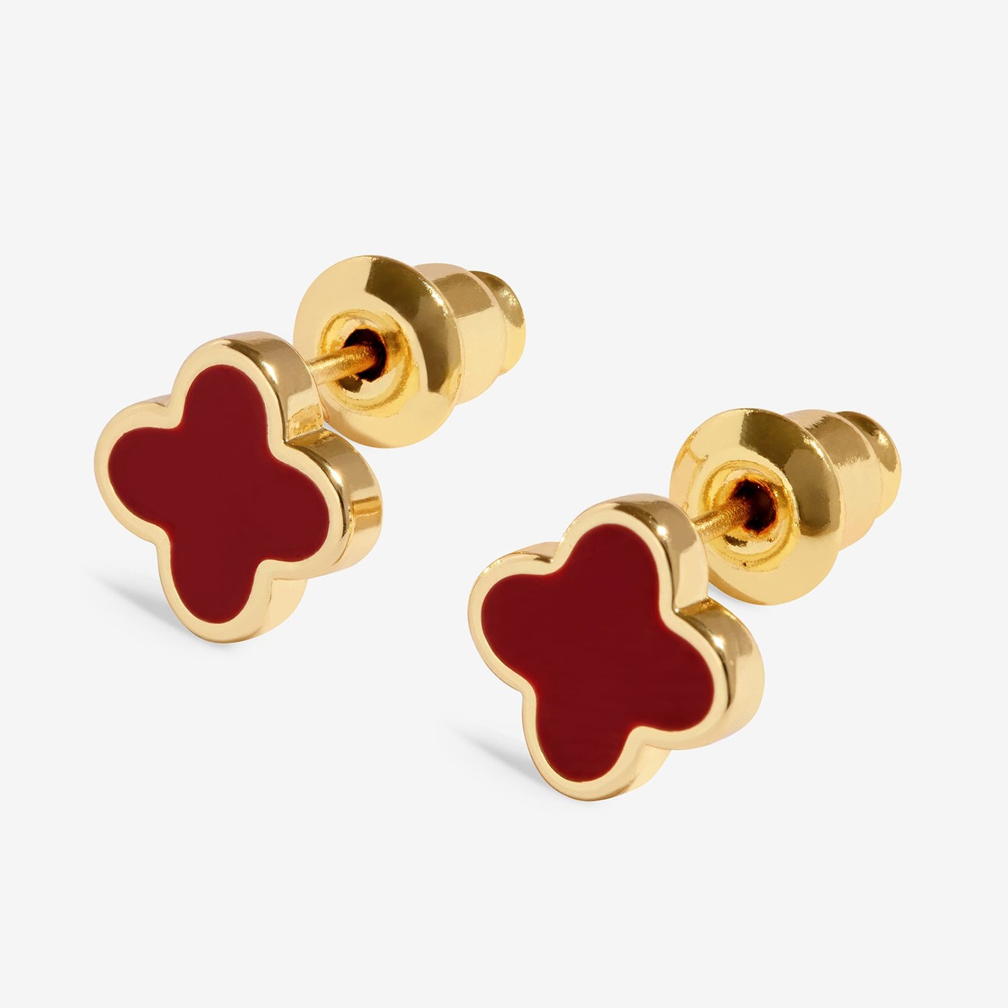 Joma Jewellery Signature Clover Collection Red Clover Stud Earrings