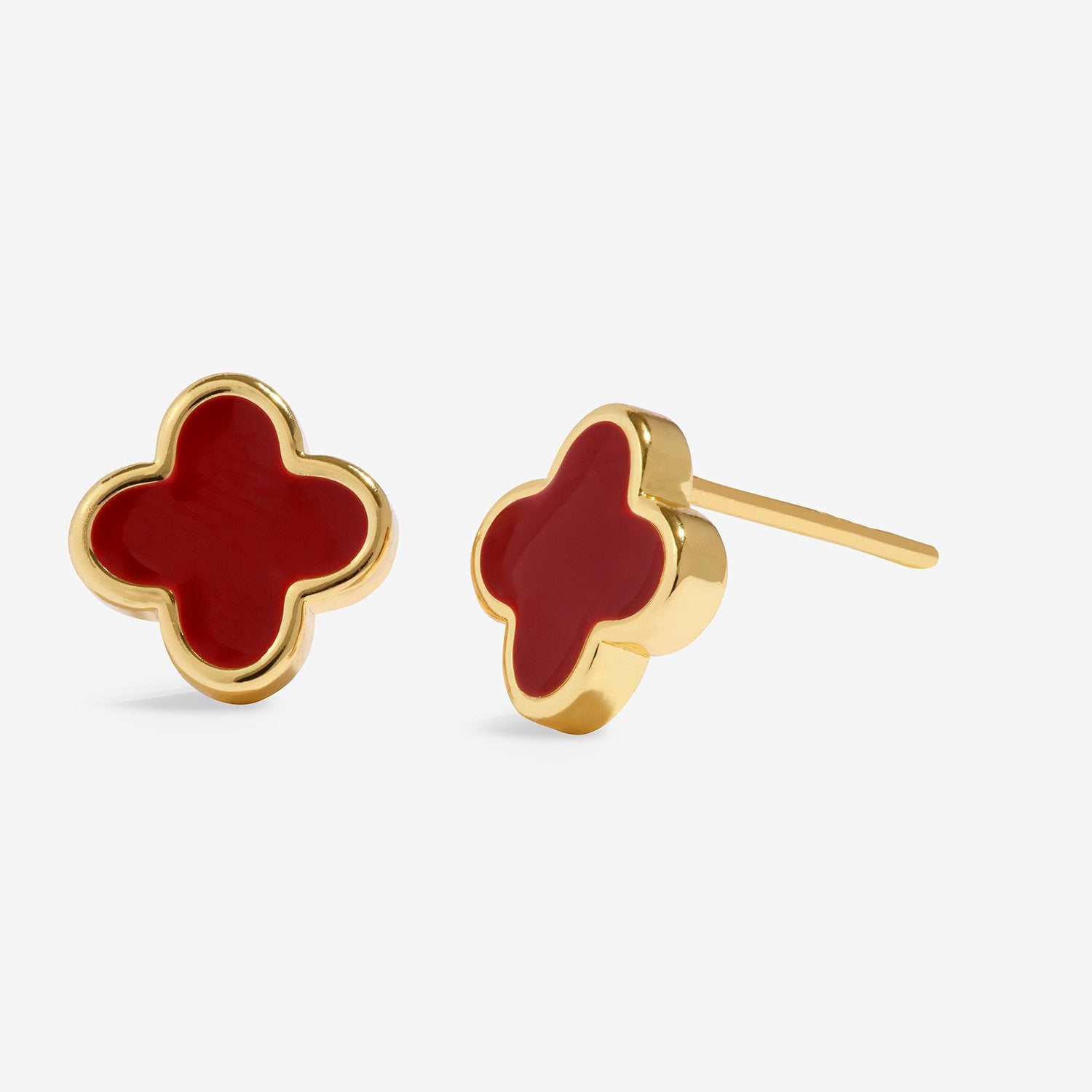 Joma Jewellery Signature Clover Collection Red Clover Stud Earrings