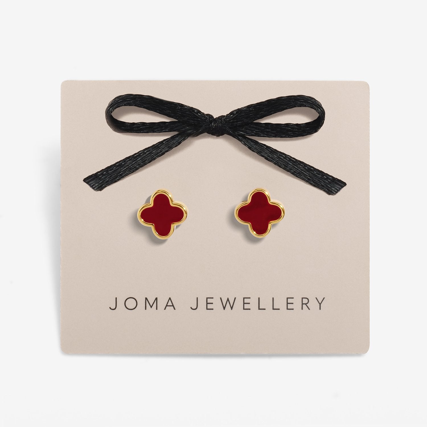 Joma Jewellery Signature Clover Collection Red Clover Stud Earrings