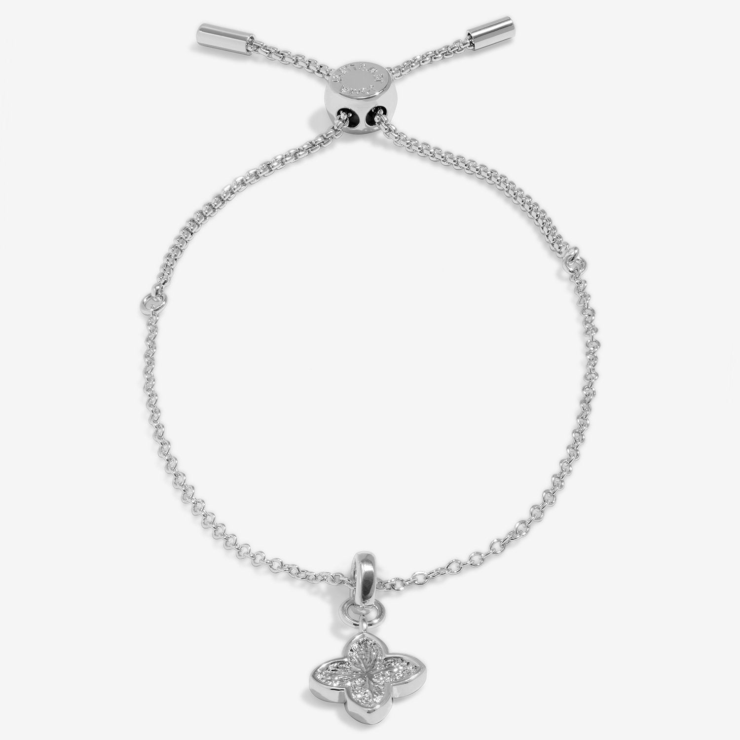 Joma Jewellery Signature Clover Collection Textured Clover Bracelet In Silver Plating