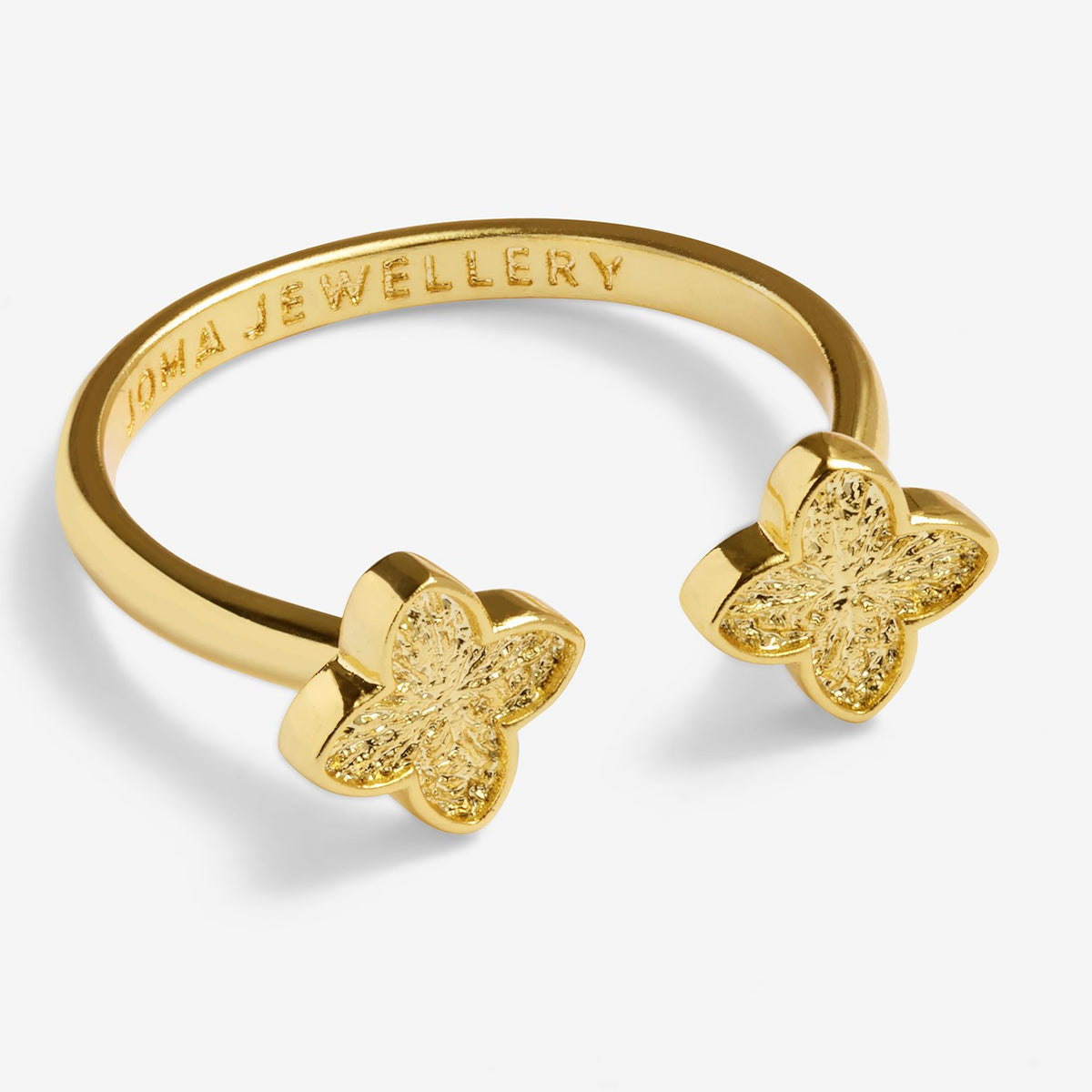 Joma Jewellery Signature Clover Collection Textured Clover Ring In Gold Plating
