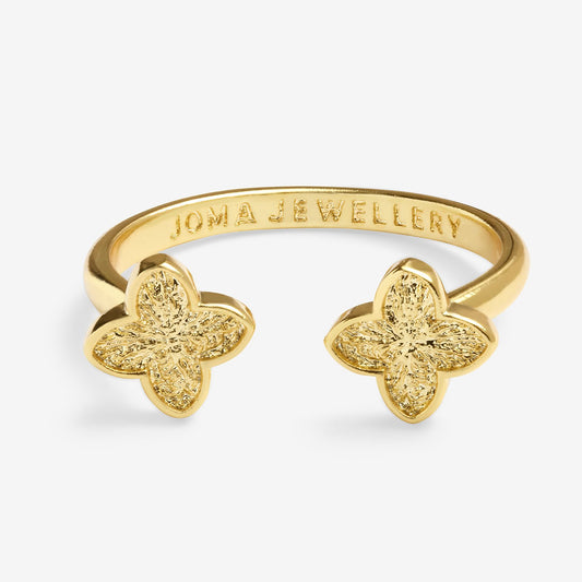 Joma Jewellery Signature Clover Collection Textured Clover Ring In Gold Plating