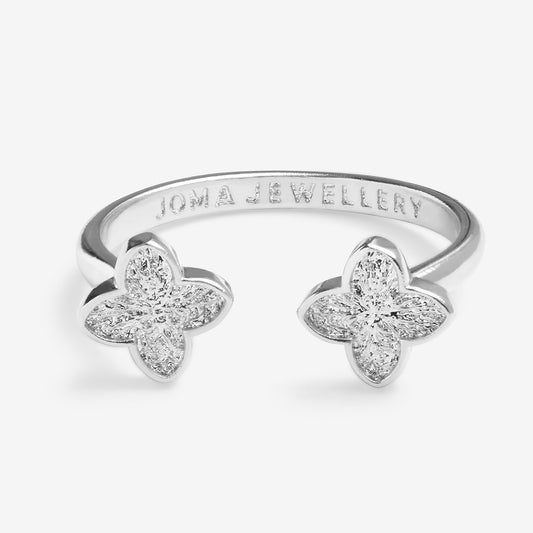 Joma Jewellery Signature Clover Collection Textured Clover Ring In Silver Plating
