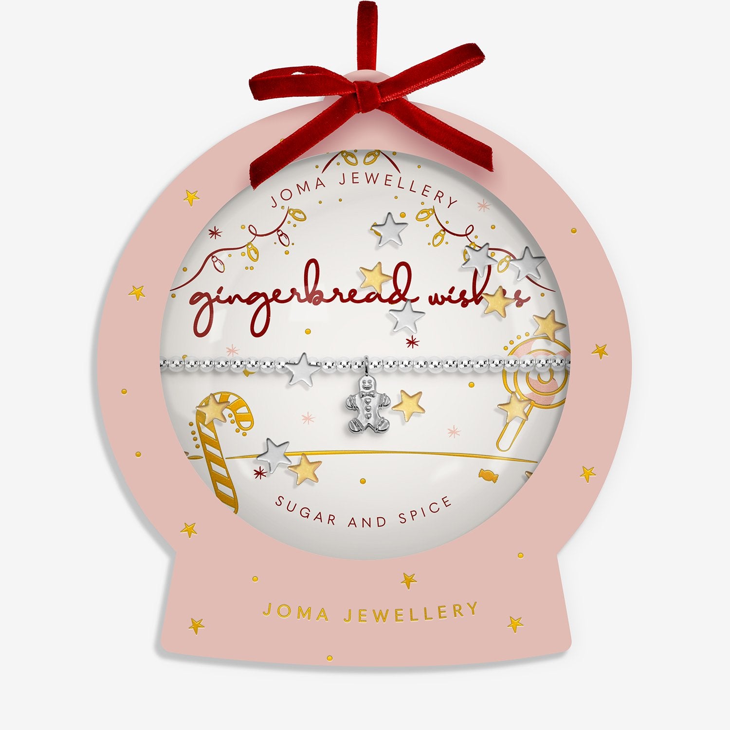 Joma Jewellery Snowglobe A Little Gingerbread Wishes Bracelet In Silver Plating