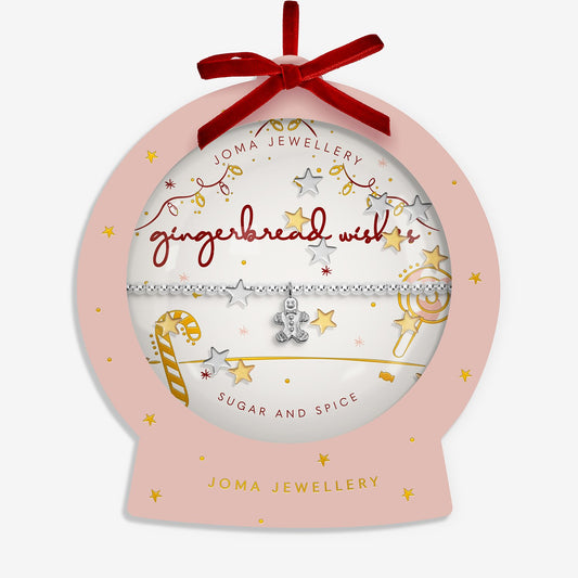 Joma Jewellery Snowglobe A Little Gingerbread Wishes Bracelet In Silver Plating