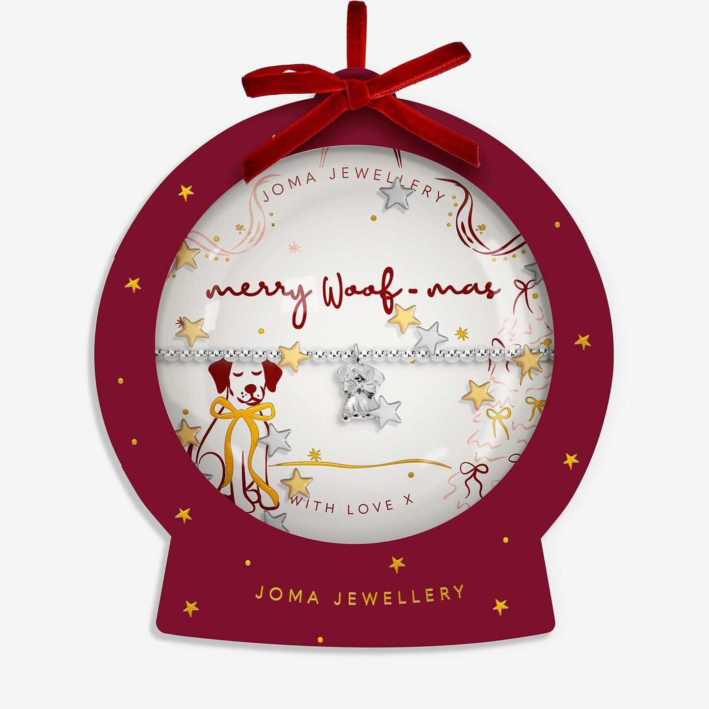 Joma Jewellery Snowglobe A Little Merry Woof-Mas Bracelet In Silver Plating