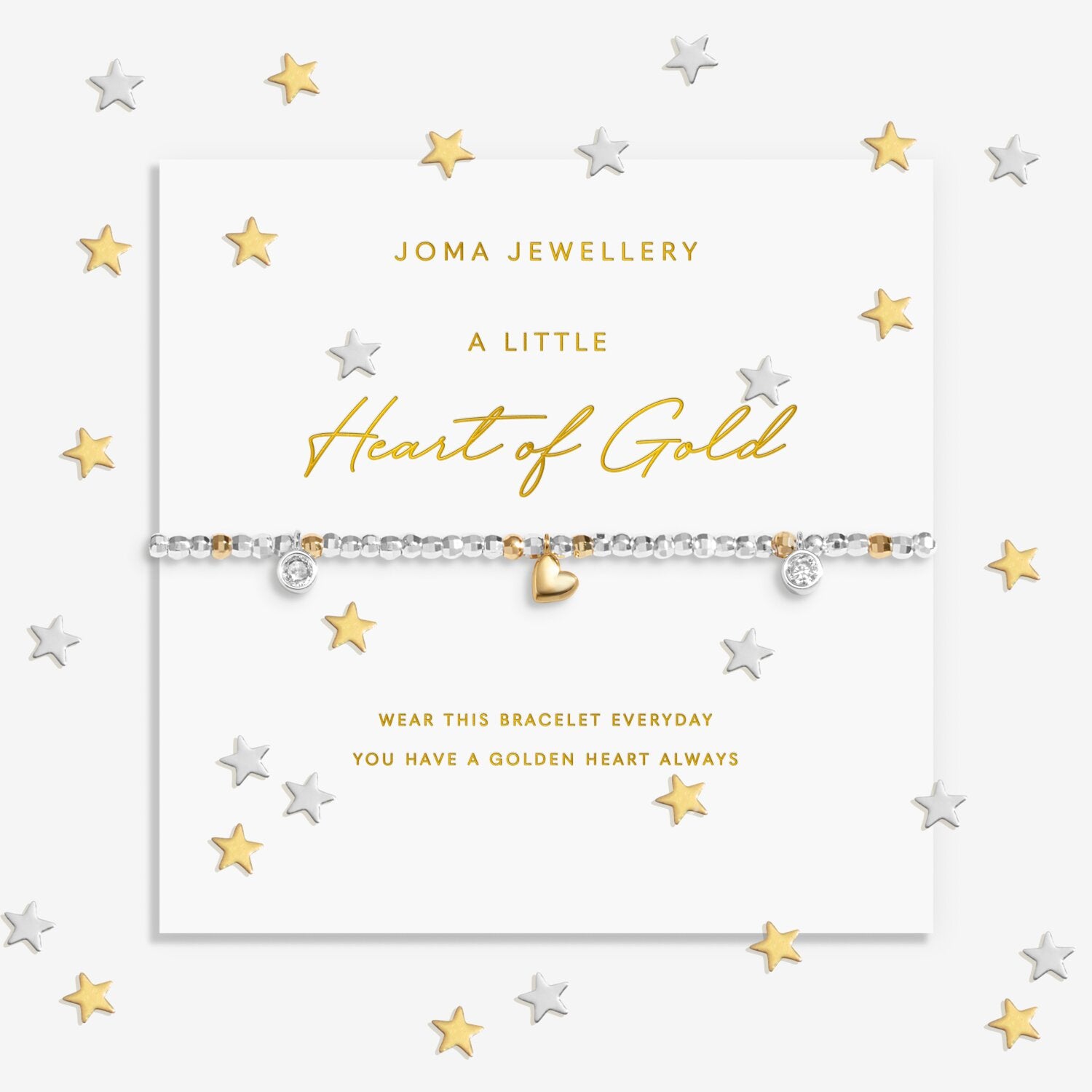 Joma Jewellery Sparkle Confetti A Little Heart Of Gold Silver & Gold Plated Bracelet