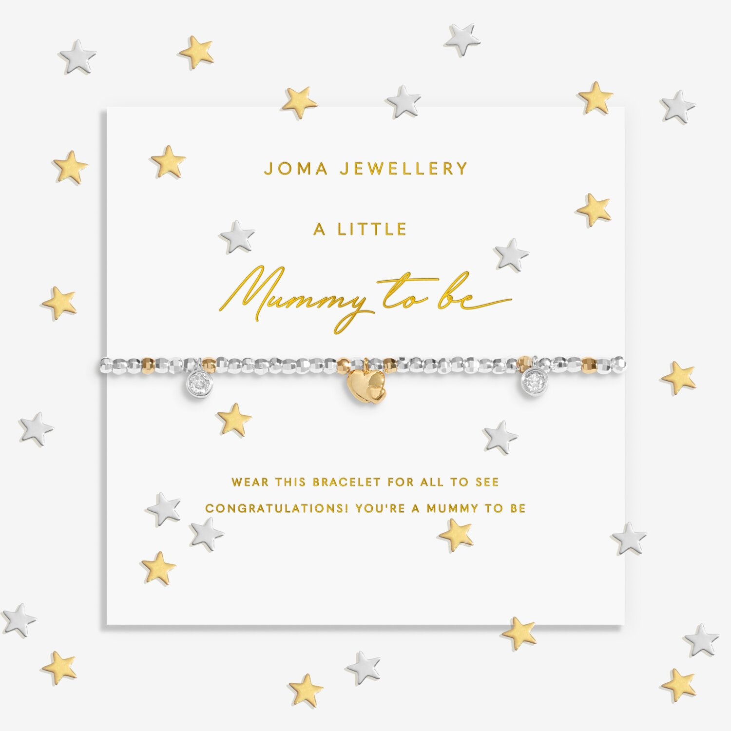 Joma Jewellery Sparkle Confetti A Little Mummy To Be Silver & Gold Plated Bracelet