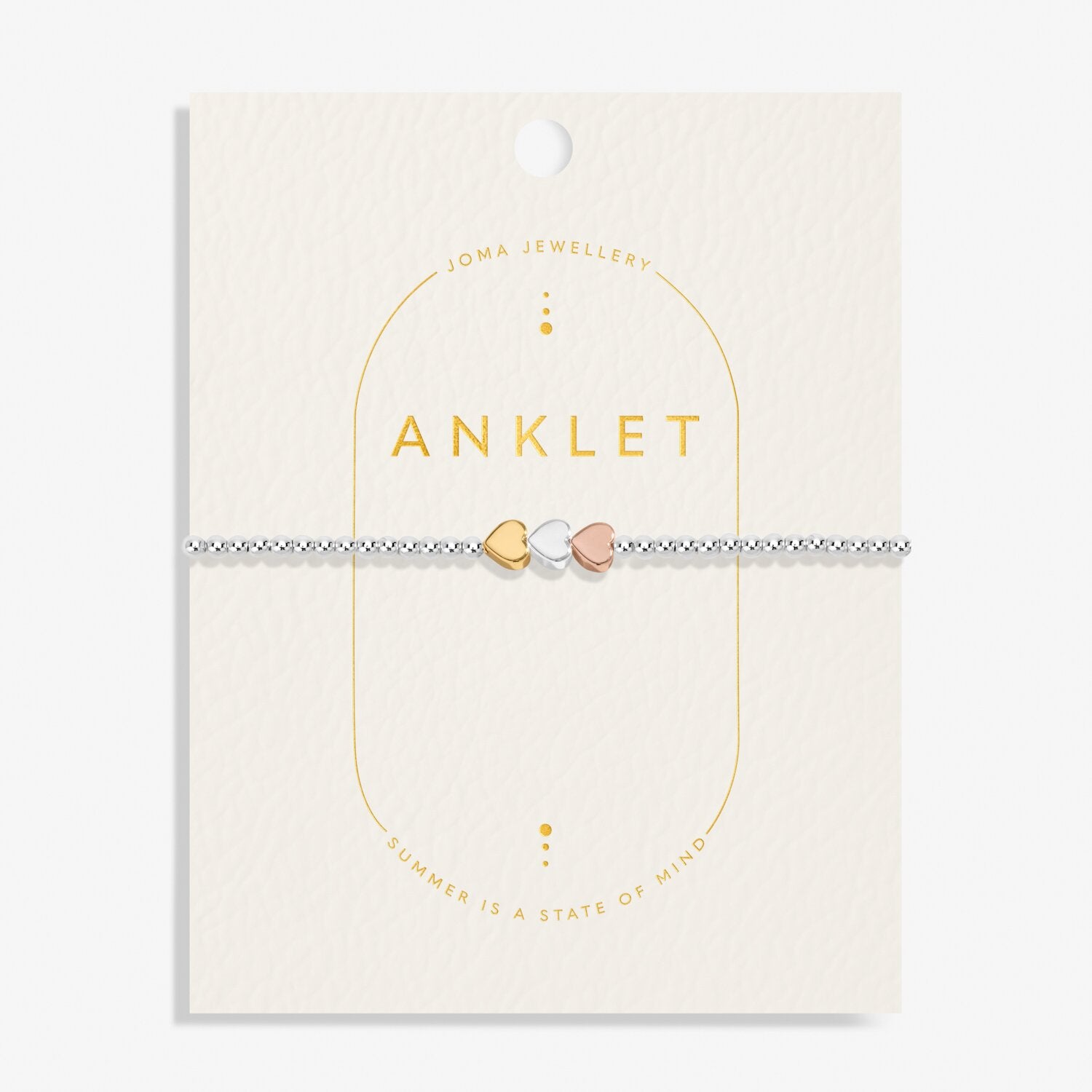 Joma Jewellery Three Tone Heart Anklet