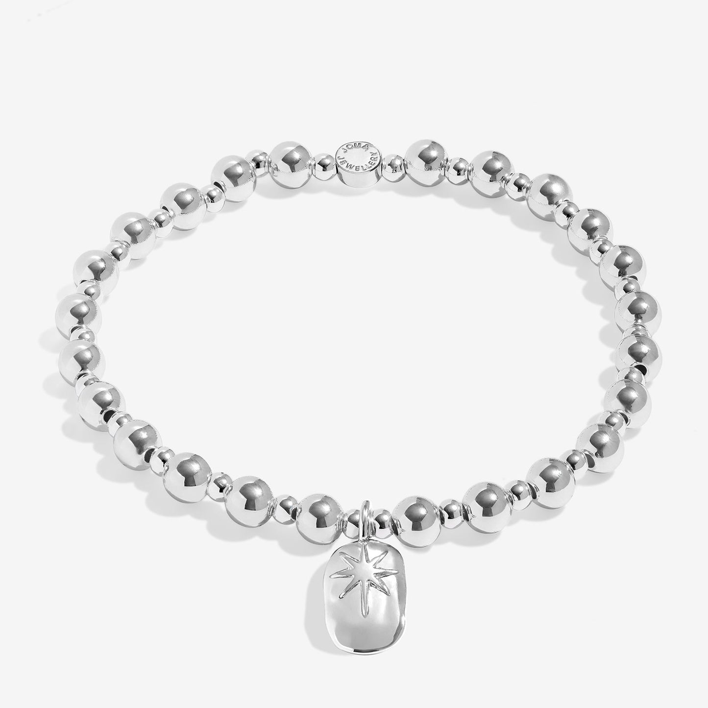 Joma Jewellery Words To Treasure Be Happy Bracelet In Silver Plating