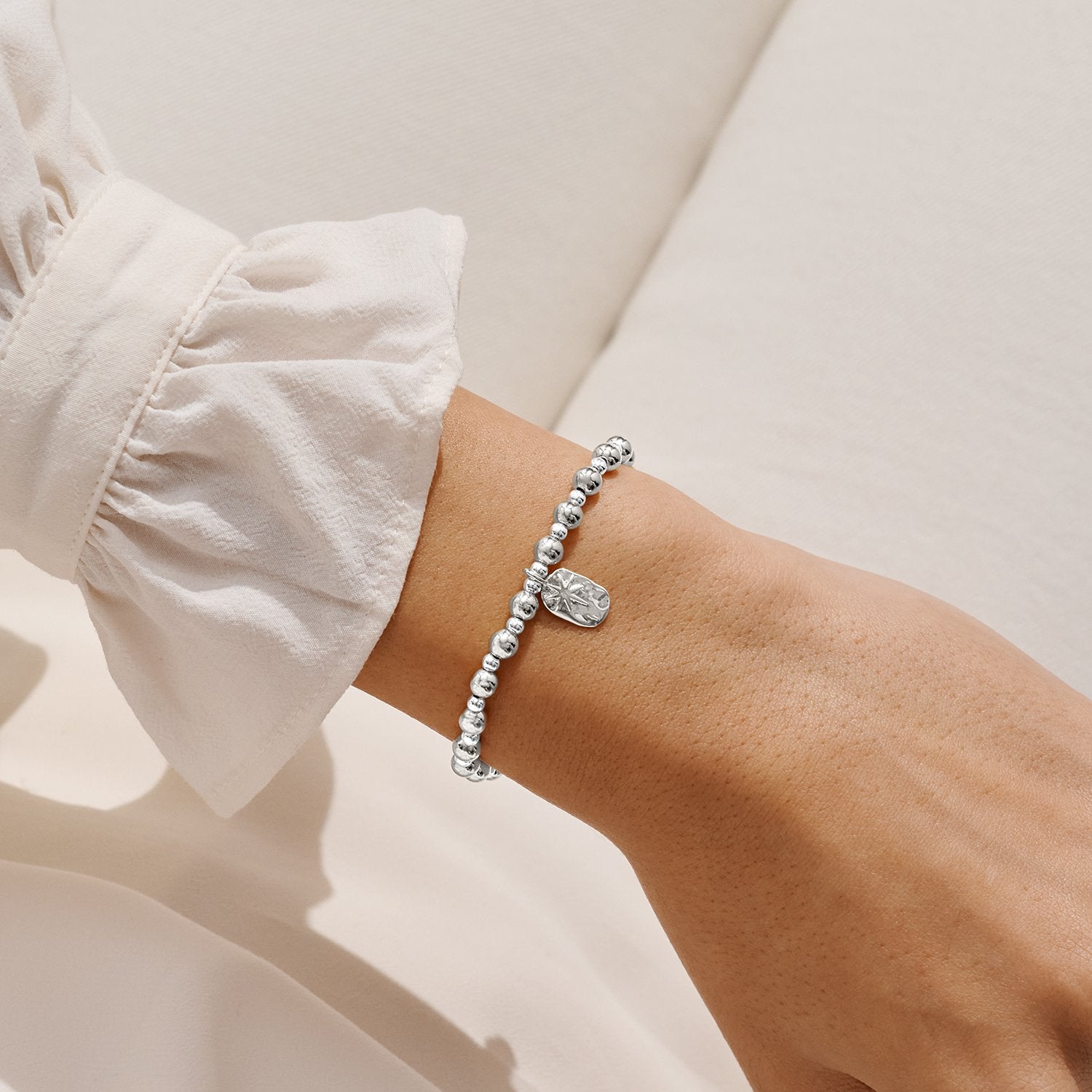 Joma Jewellery Words To Treasure Be Happy Bracelet In Silver Plating