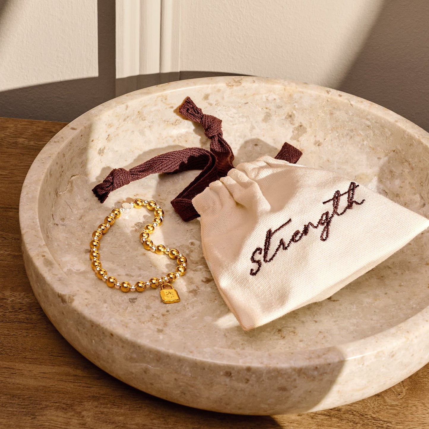 Joma Jewellery Words To Treasure Strength Bracelet In Silver and Gold Plating