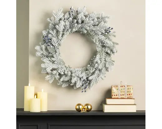 Kaemingk Aspen Snowy Glitter Indoor Wreath