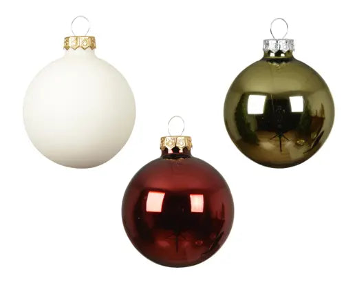 Kaemingk Shiny & Matt Red Gold & White Christmas Baubles Box Set of 20