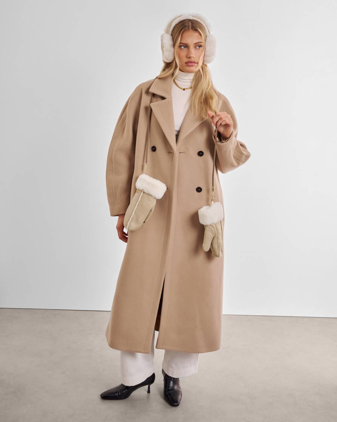 Katie Loxton Faux Suede Mittens With Cord