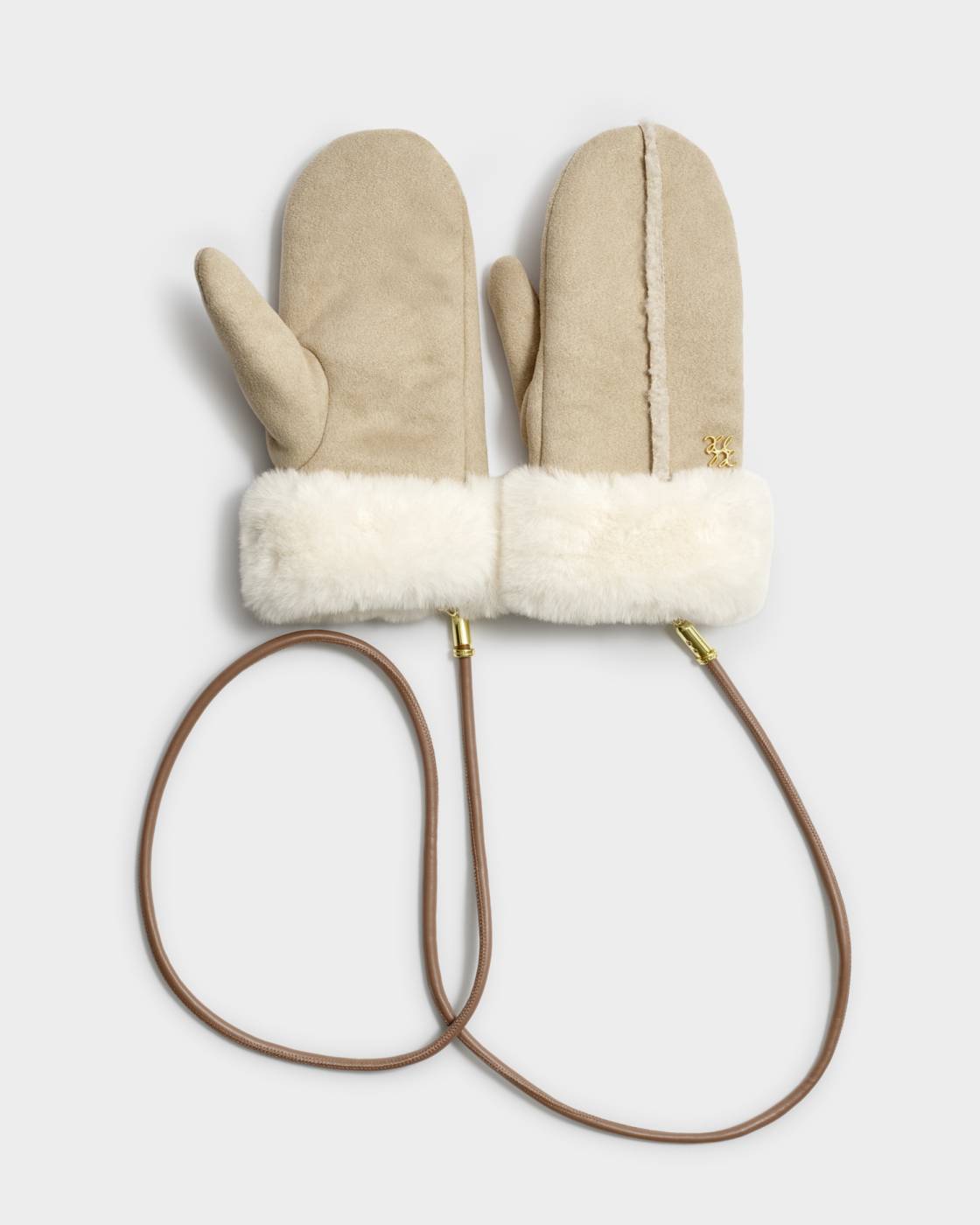 Katie Loxton Faux Suede Mittens With Cord
