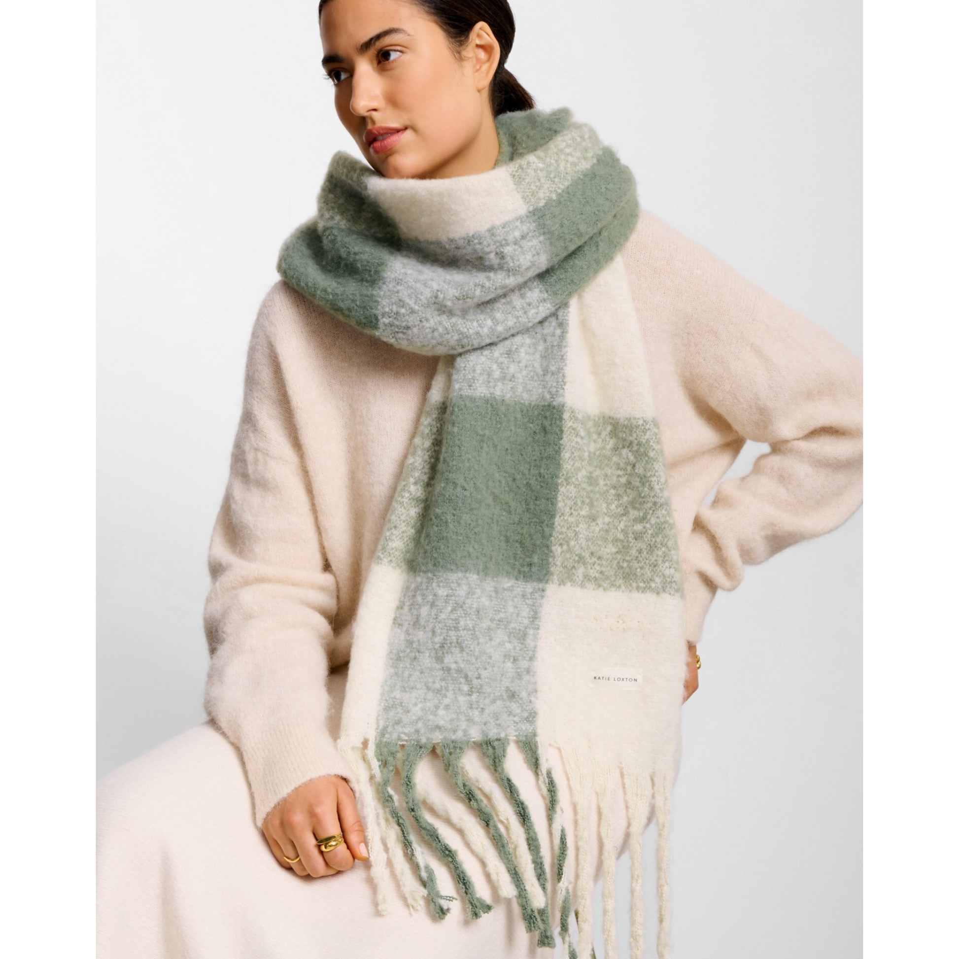 Katie Loxton Recycled Patterend Tassel Scarf
