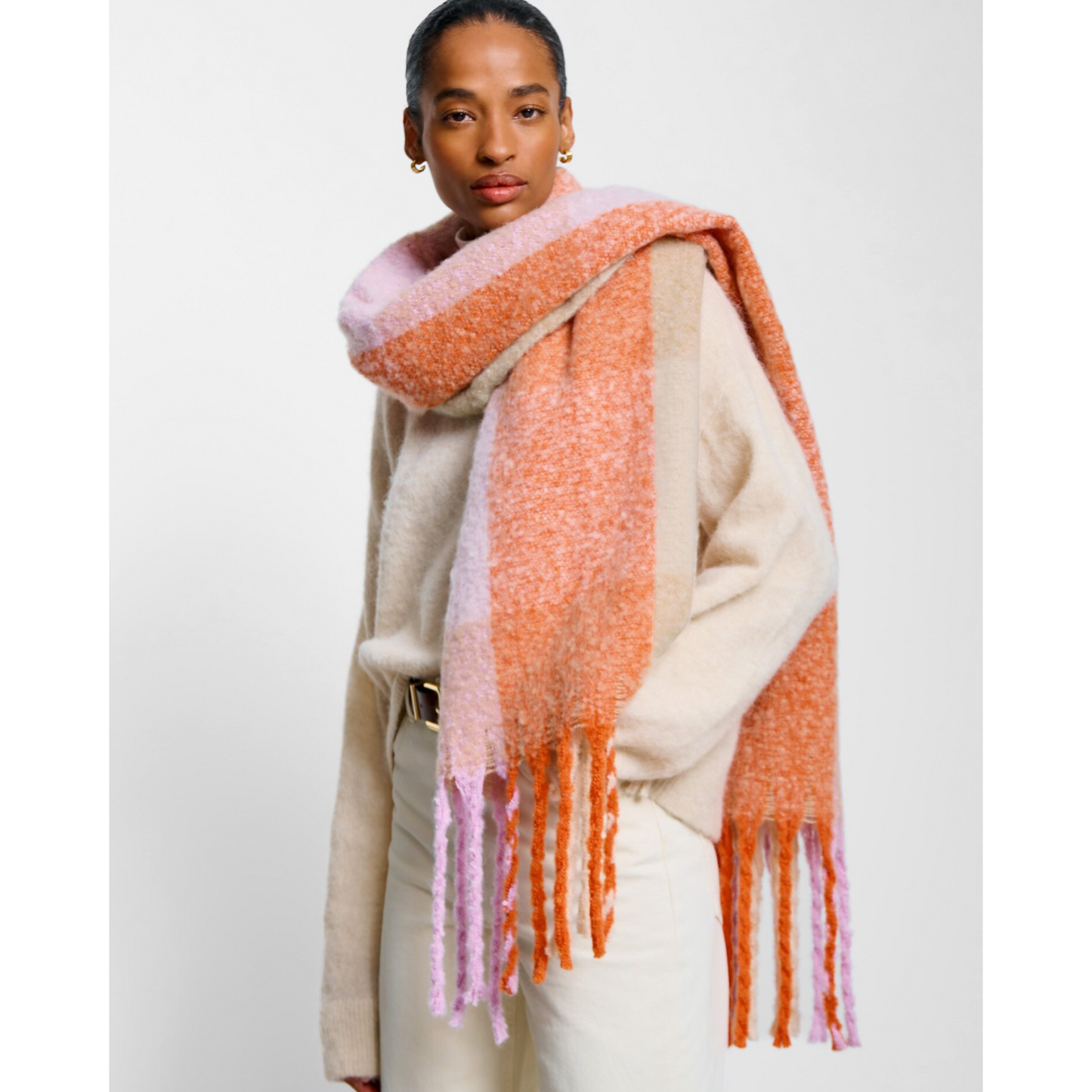 Katie Loxton Recycled Patterend Tassel Scarf