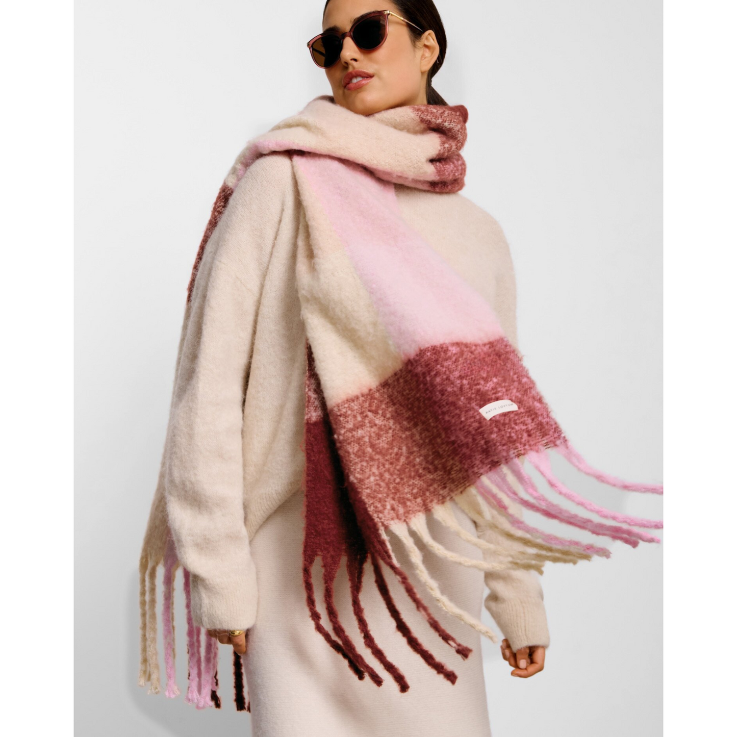 Katie Loxton Recycled Patterend Tassel Scarf