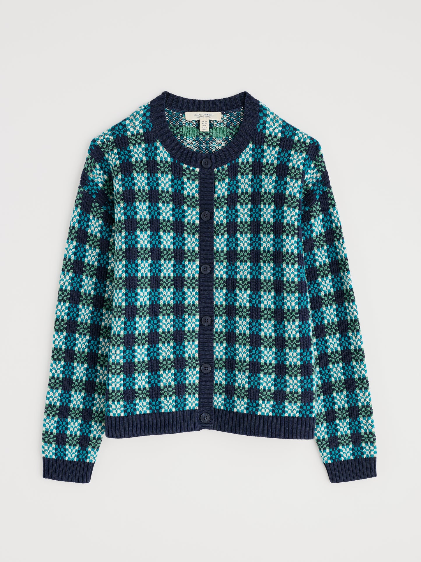 Seasalt Kensa Organic Cotton Checked Cardigan