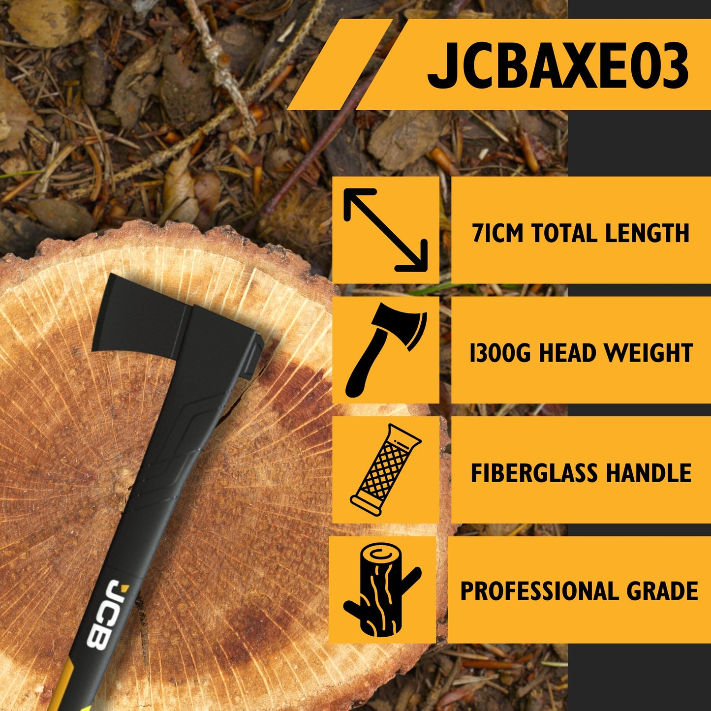 JCB Splitting Axe 28"/ 2kgs TPR Grip FG Composite + Sheath