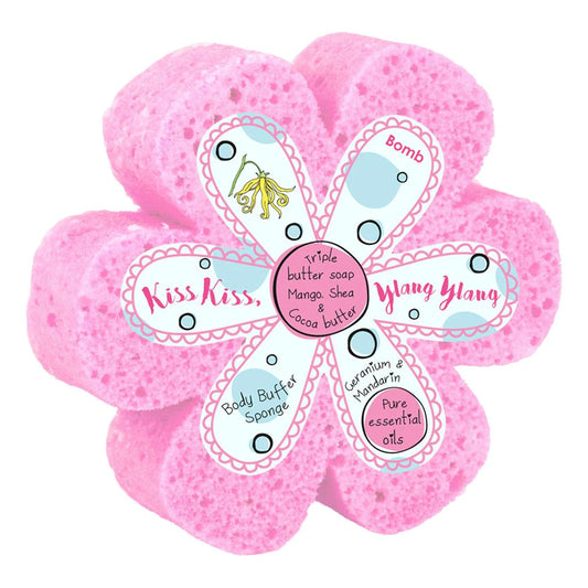 Bomb Cosmetics Kiss Kiss, Ylang Ylang Body Buffer Shower Sponge