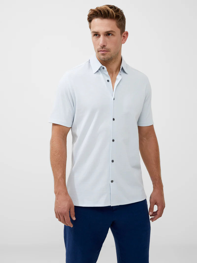 French Connection Stripe Texture Jersey Short Sleeve Shirt