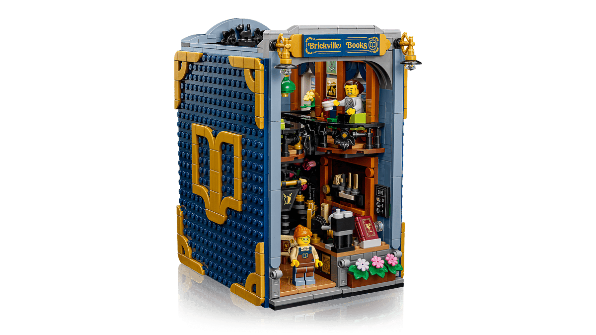 LEGO Icons Bookshop Book Nook 11379 showing the open two-story interior layout.