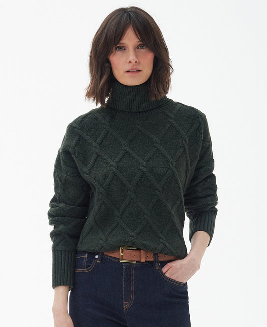 Barbour Perch Roll Neck Knit Jumper - Olive