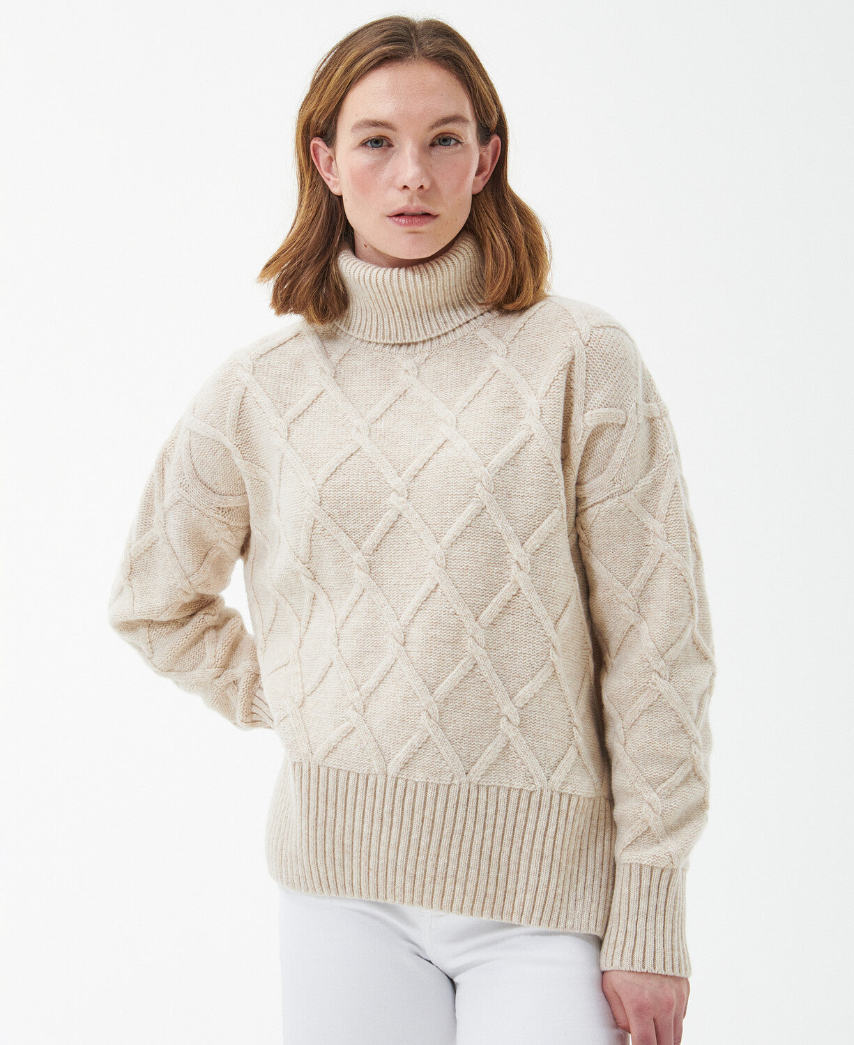 Barbour Perch Roll Neck Knit Jumper - Oatmeal