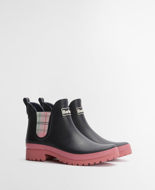Barbour Mallow Wellington Chelsea Boots in Navy/Cherry Blossom