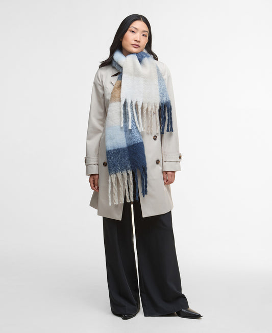 Barbour Marie Check Scarf - Ice Blue Check