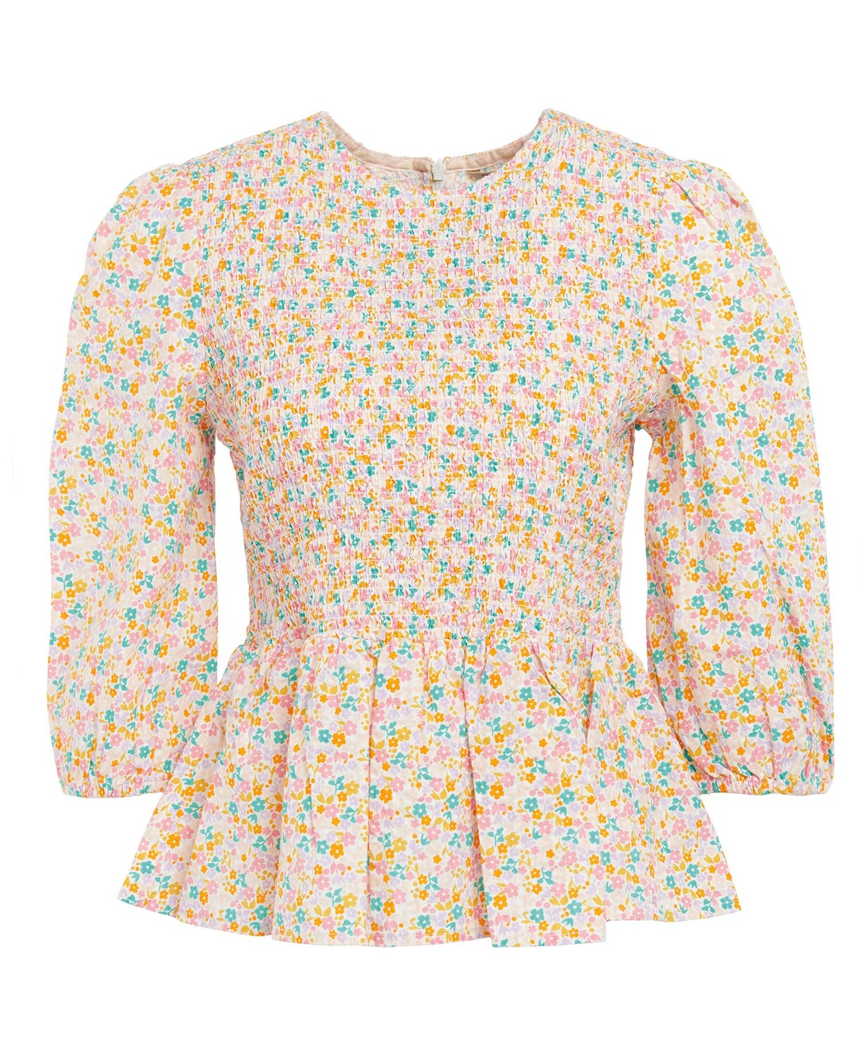 Barbour Azalea Floral Shirred Neck Top